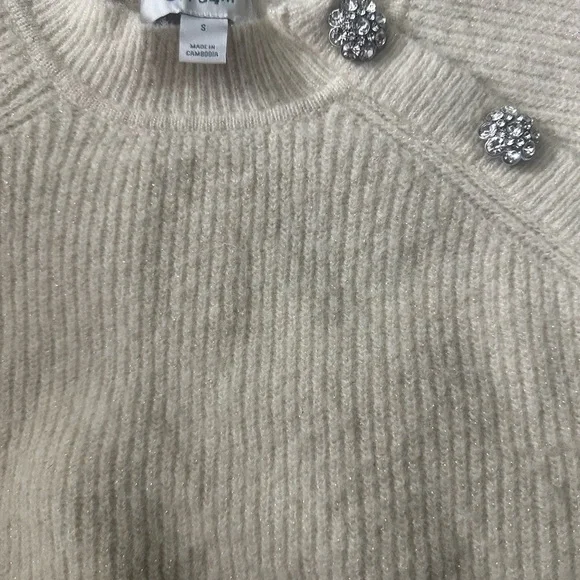 NWT On 34th Rhinestone Button Shoulder Ribbed Sweater - Picture 7 of 7
